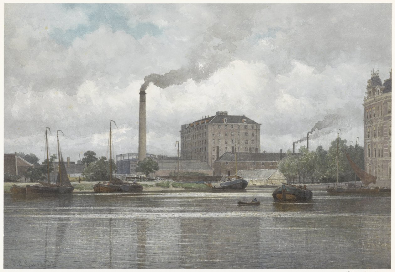 La refinería de azúcar de la empresa vom Rath en Buitensingel, Nassaukade en Ámsterdam de Johan Conrad Greive