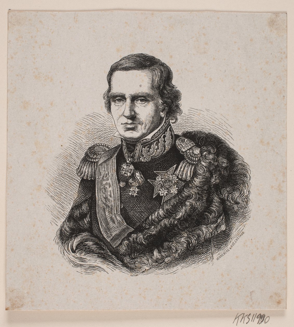 Militar desconocido con estrella de gran cruz sueca de Johan Frederik Rosenstand
