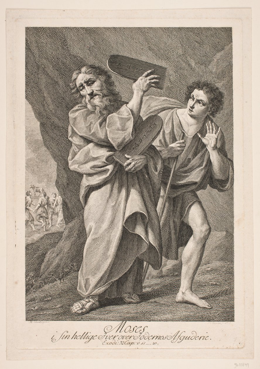 Moisés en su santo celo por la idolatría de los pies de Johan Georg Preisler