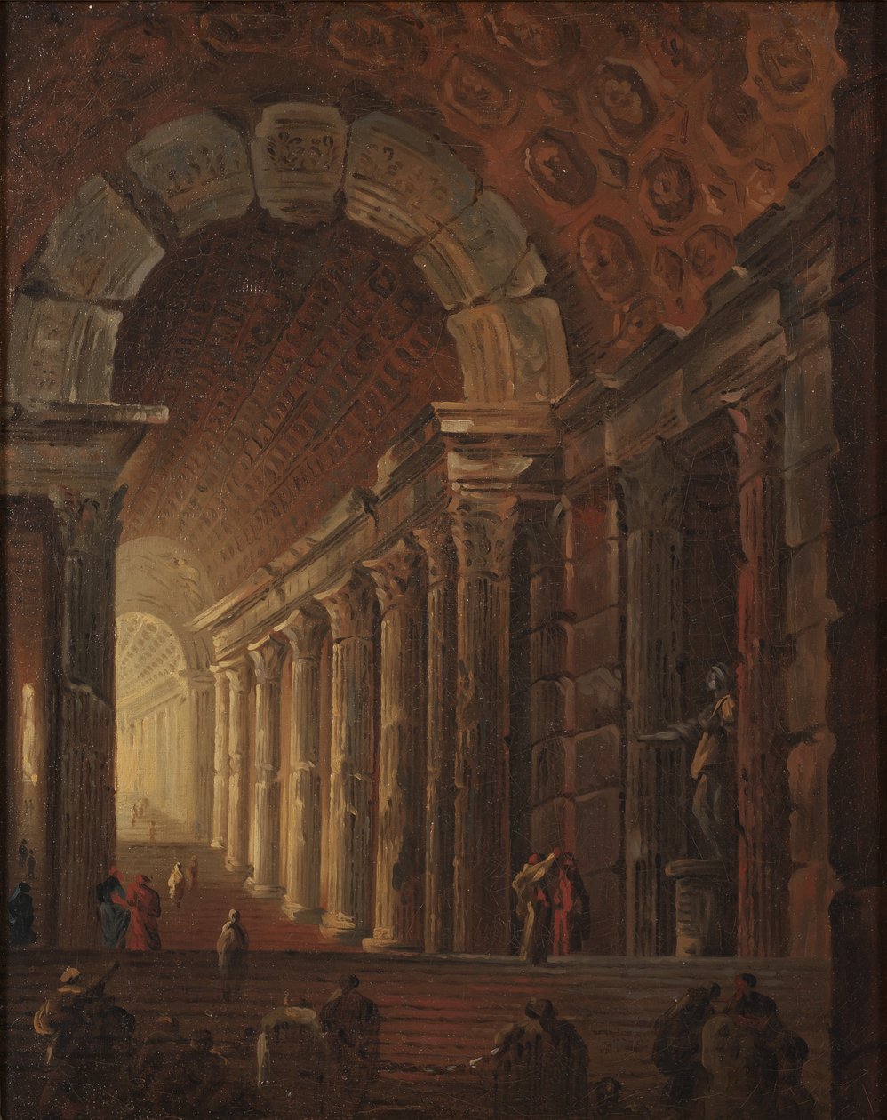 Escalera abovedada, c.1783 (óleo sobre lienzo) de Johan Gottlob Brusell