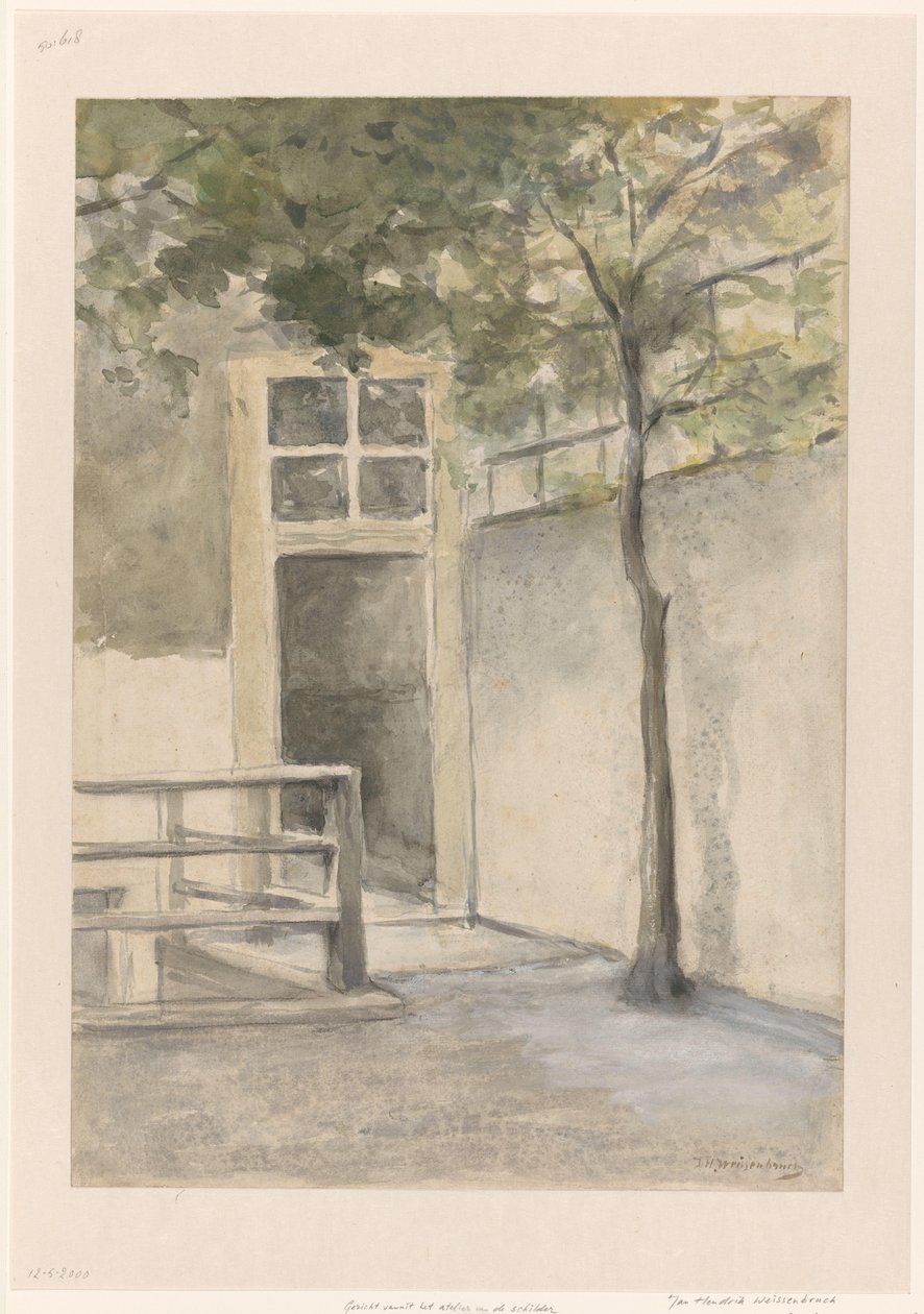 Vista de un patio desde el estudio del artista en Kazernestraat, La Haya de Johan Hendrik Weissenbruch (signed by artist)