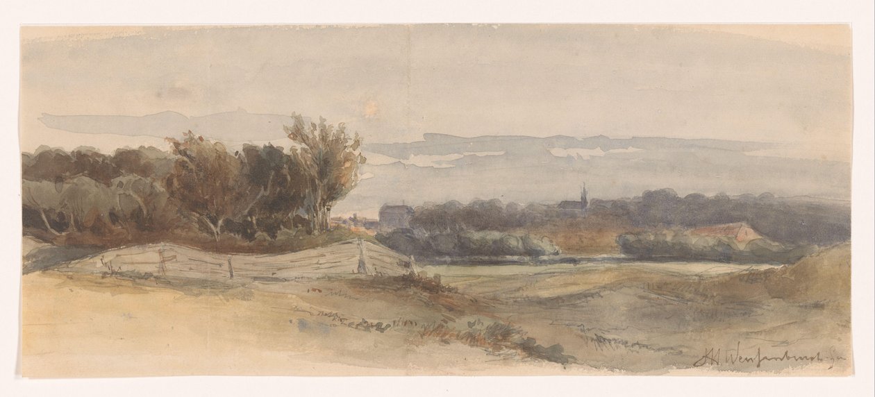 Paisaje panorámico de Johan Hendrik Weissenbruch (signed by artist)