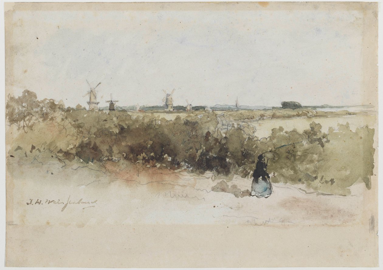 Paisaje con molinos de viento de Johan Hendrik Weissenbruch