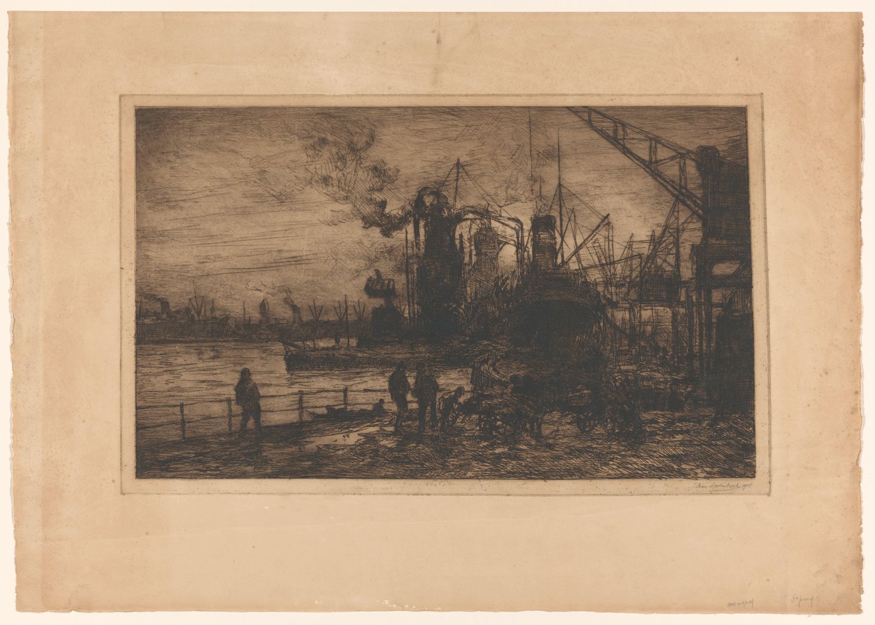 Vista del puerto de Rotterdam de Johan Hendrik van Mastenbroek (signed by artist)