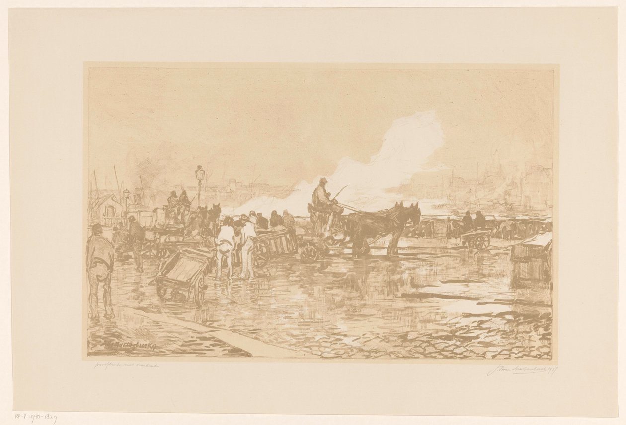 Vista del puerto de Rotterdam de Johan Hendrik van Mastenbroek (signed by artist)