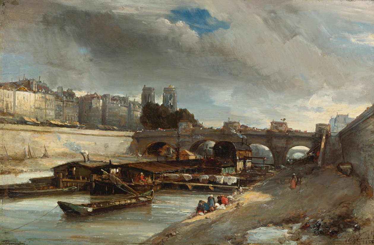 Lavadero de botes cerca del Pont Neuf, París de Johan Jongkind