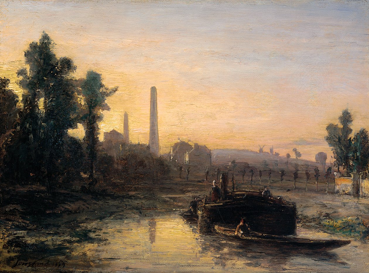 Vista al río en Francia, posiblemente cerca de Pontoise de Johan Jongkind