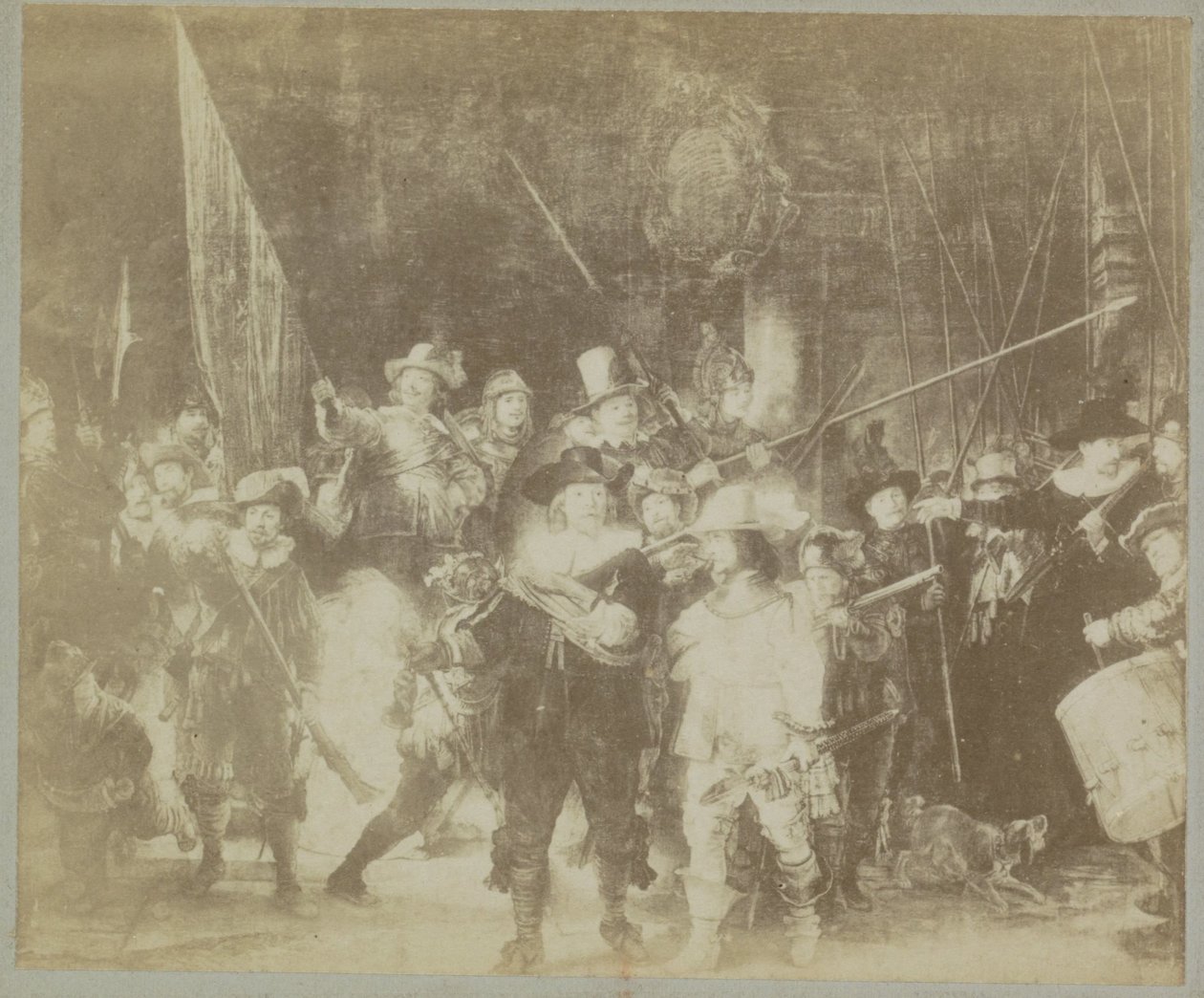 Fotoreproducción del cuadro "La ronda de noche" de Rembrandt Harmensz. van Rijn
Museo de Ámsterdam. Rembrandt. - La Ronde de nuit. (título en el objeto) de Johan Marinus Schalekamp