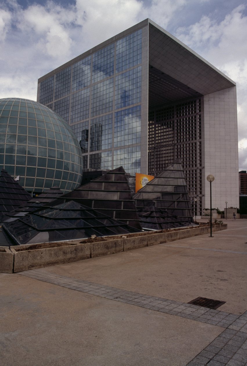 Edificios del barrio de La Defense, París, Île-de-France, Francia, Detalle de Johan Otto von & Andreu Paul (1938 2018) Spreckelsen