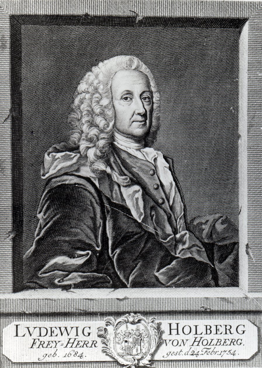 Ludvig Holberg, grabado por Johann Martin Bernigeroth, 1757 de Johan Roselius