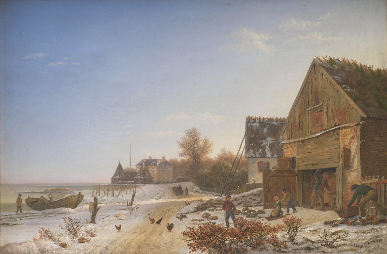 Camino de la playa en Vedbæk. Tarde de invierno de Johan Stroe