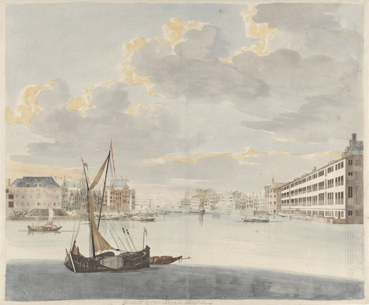 Vista del Binnen-Amstel en Amsterdam de Johan Teyler