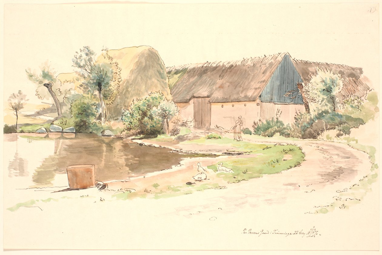 Granja y estanque del pueblo de Johan Thomas Lundbye