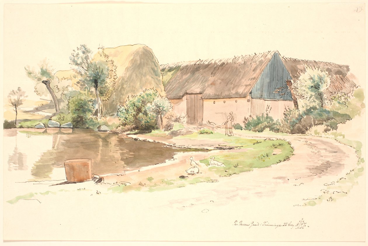 Granja y estanque del pueblo de Johan Thomas Lundbye