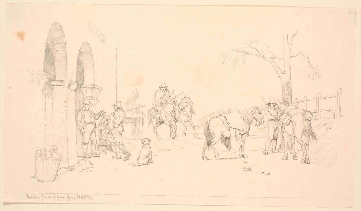 Campesinos fuera de una quesería de Johan Thomas Lundbye