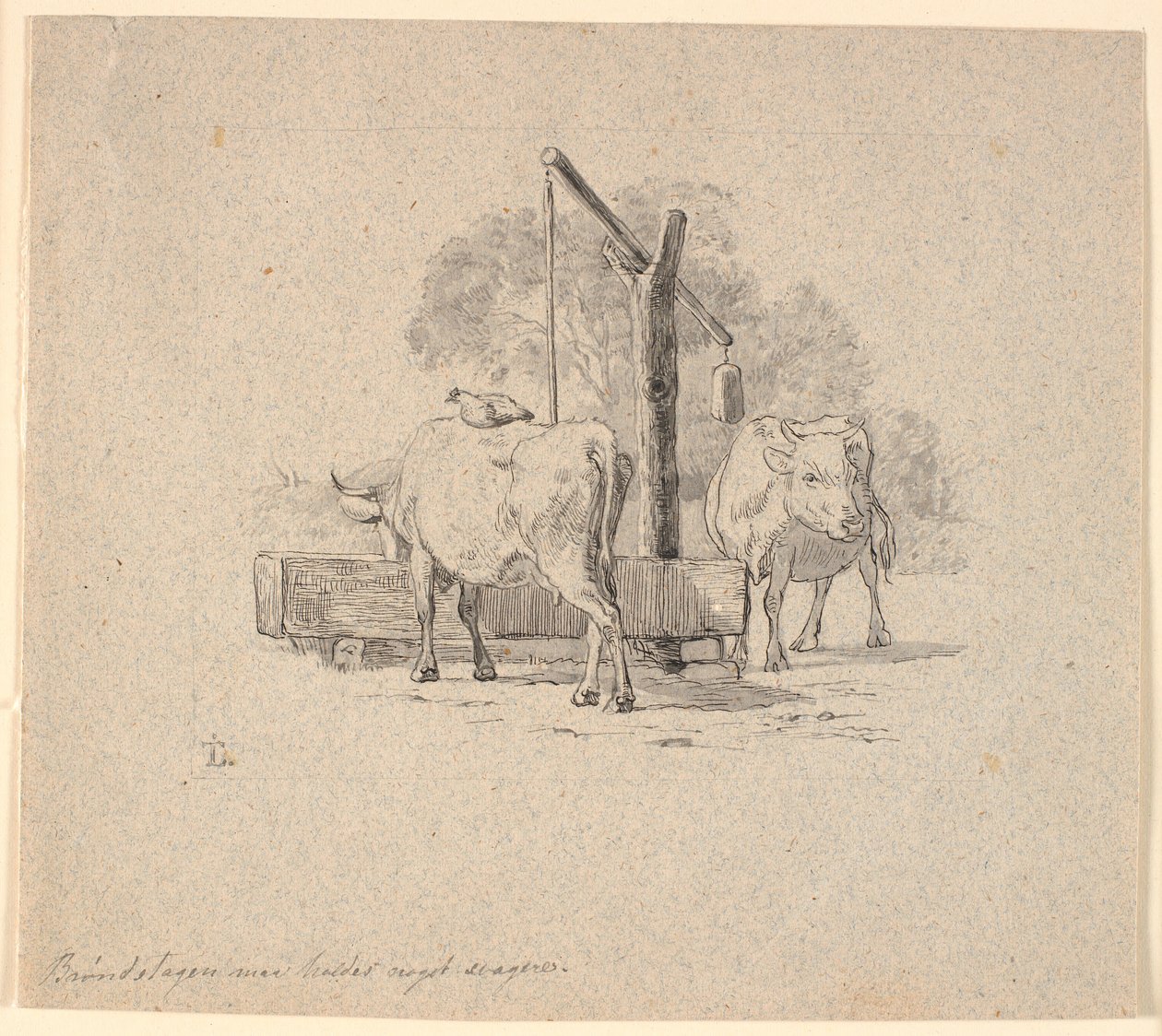 La gallina y la vaca. Ilustración para "Fábulas para niños" de Kaalund. Ver comentario del catálogo de archivos. de Johan Thomas Lundbye