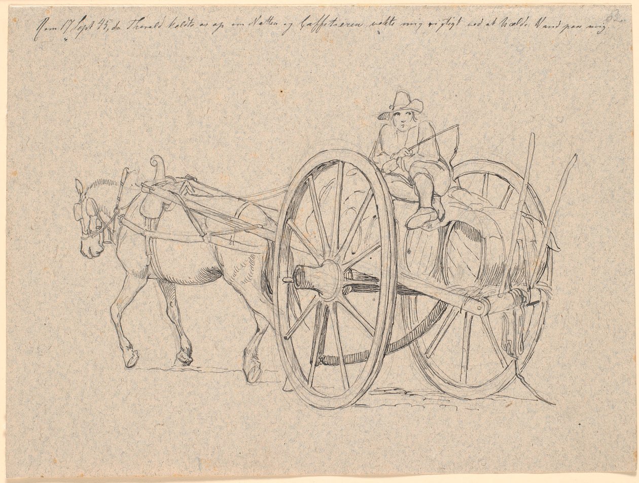 Campesino Italiano Conduciendo a la Ciudad con Barriles de Vino en su Carro de Johan Thomas Lundbye