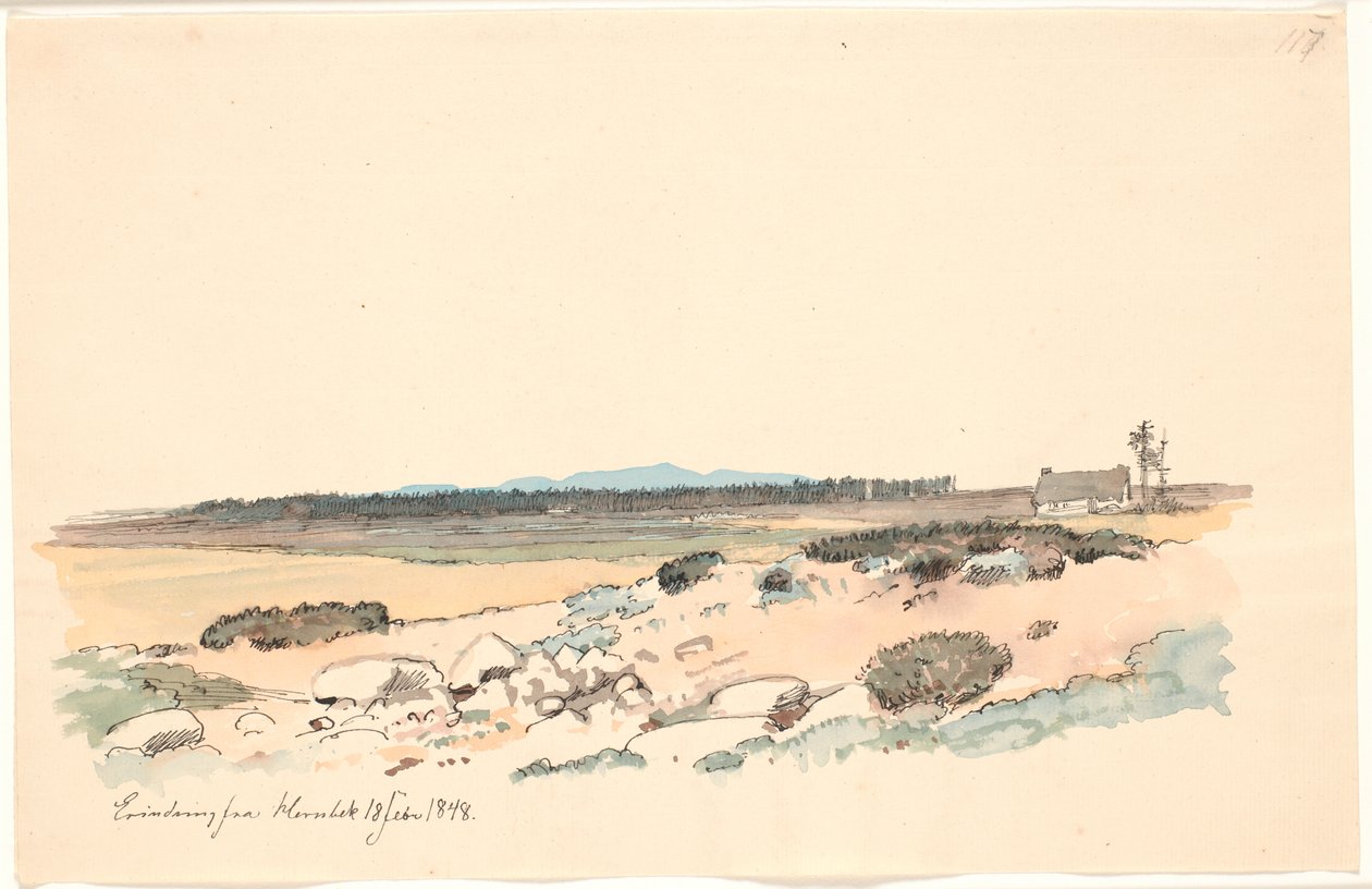 Paisaje de Hornbæk con la plantación y Kullen al fondo de Johan Thomas Lundbye