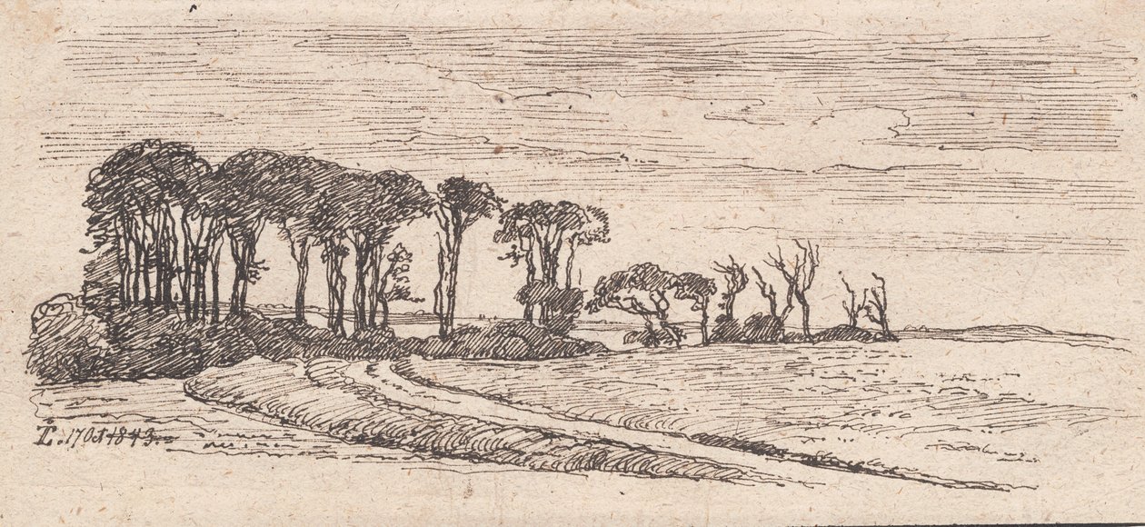 Paisaje con una fila de árboles de Johan Thomas Lundbye