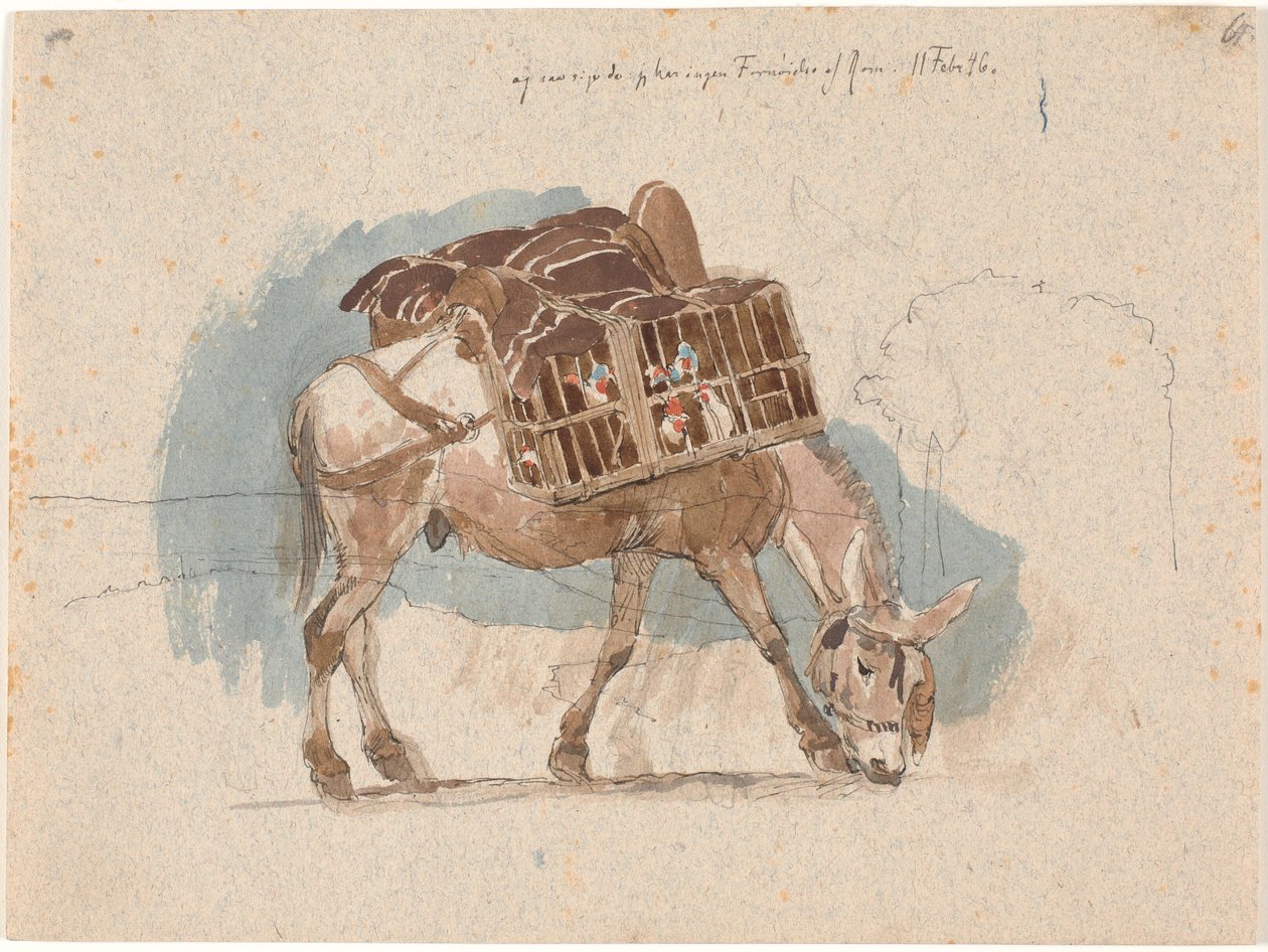 Mula con cesta de gallinas de Johan Thomas Lundbye
