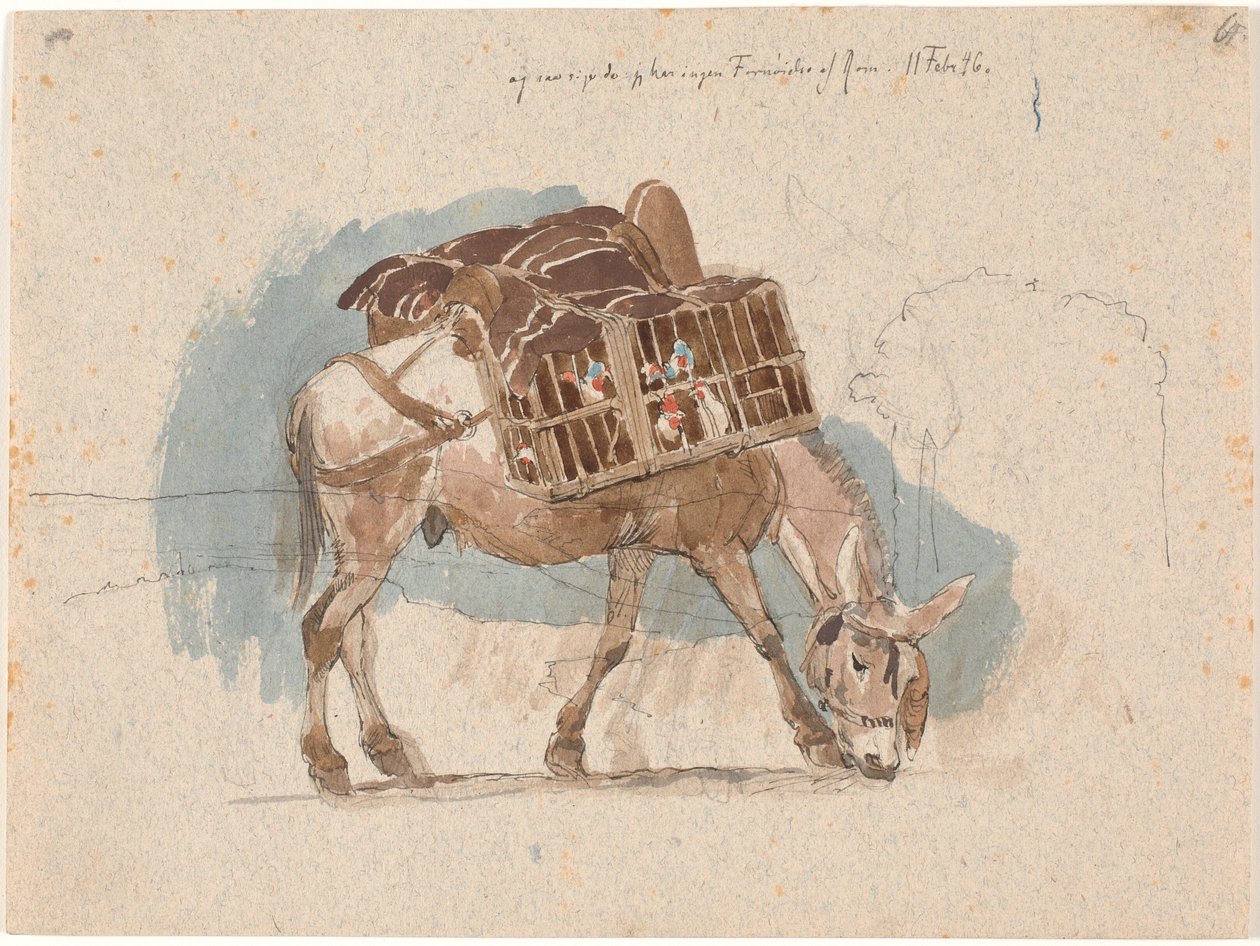Mula con cesta de gallinas de Johan Thomas Lundbye
