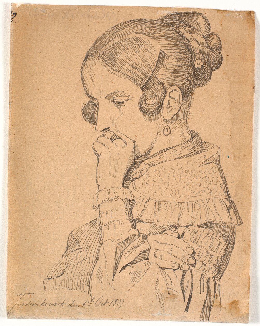 Retrato de una joven dama, perfil 3/4 hacia la izquierda de Johan Thomas Lundbye