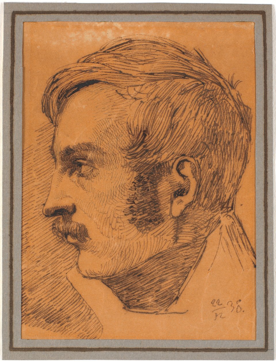 Retrato de perfil del hermano del artista, posiblemente el futuro ministro de guerra de Johan Thomas Lundbye