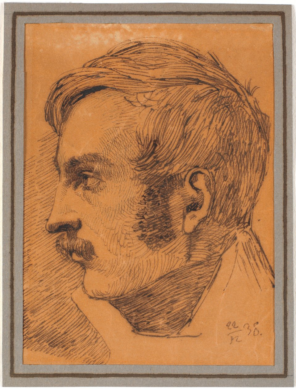 Retrato de perfil del hermano del artista, posiblemente el futuro ministro de guerra de Johan Thomas Lundbye