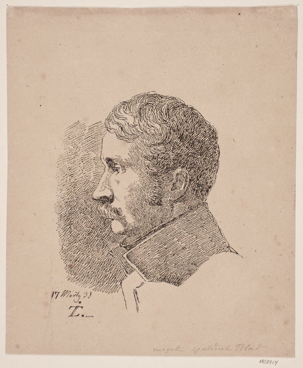 Retrato de Perfil del Hermano Mayor del Artista, Ministro de Guerra y Coronel C.C. Lundbye de Johan Thomas Lundbye