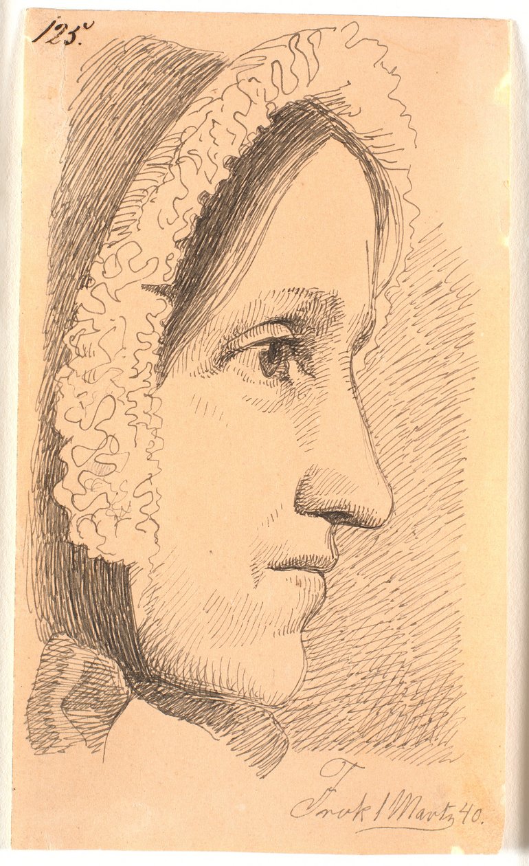 Retrato de perfil hacia la derecha de la madre del artista de Johan Thomas Lundbye