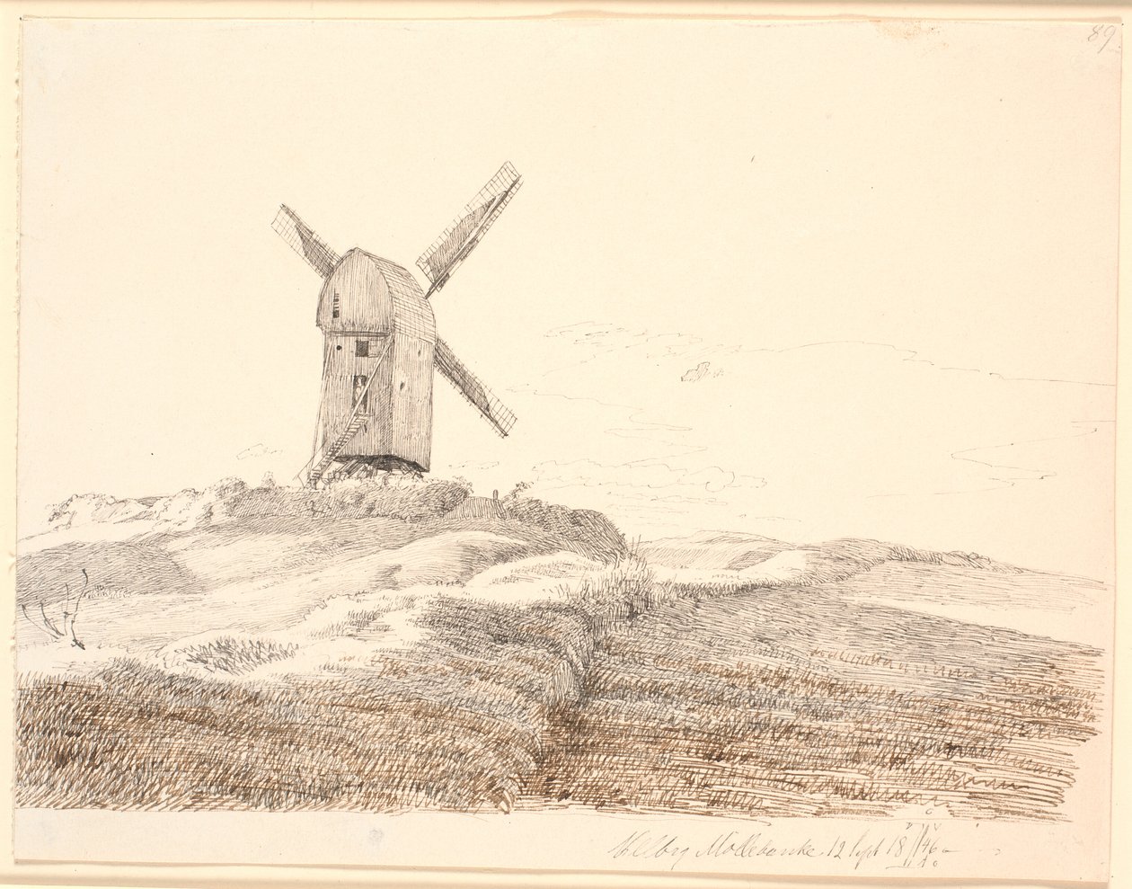 Molino de poste en Kalundborg de Johan Thomas Lundbye