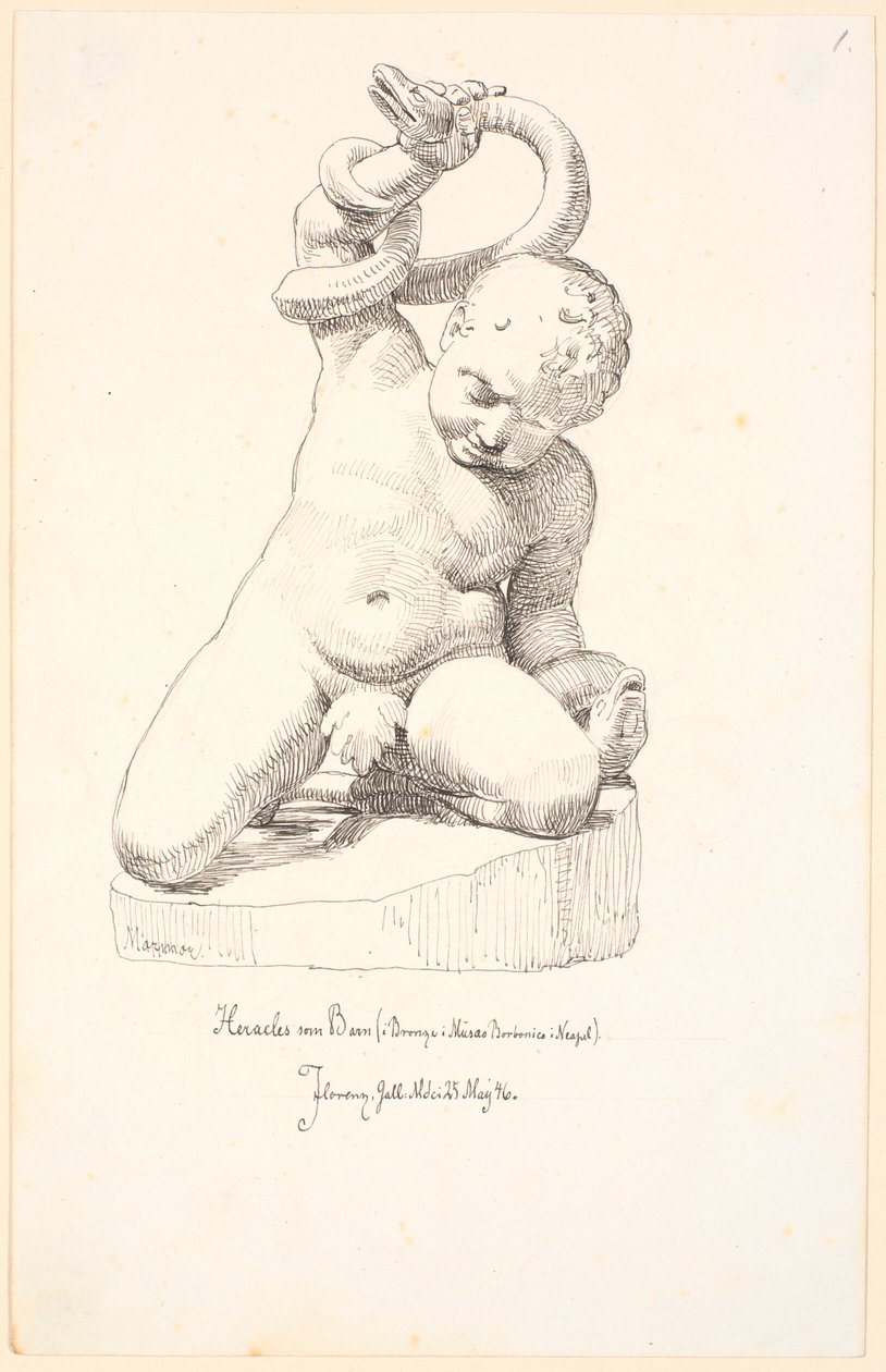 Estudios de una figura de un niño con una serpiente de Johan Thomas Lundbye