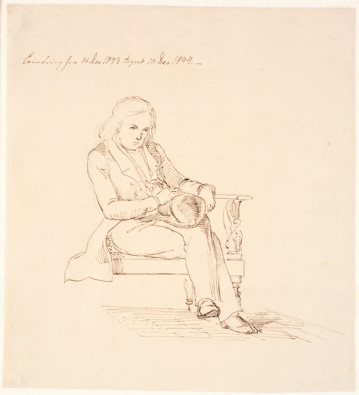 Thorvaldsen sentado en un sofá de Johan Thomas Lundbye