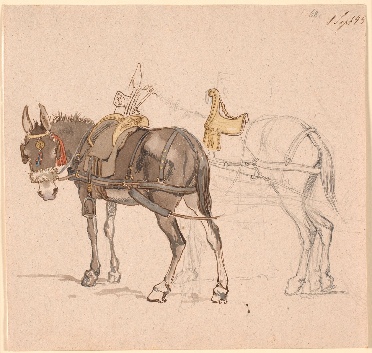 Dos mulas de tiro de Johan Thomas Lundbye