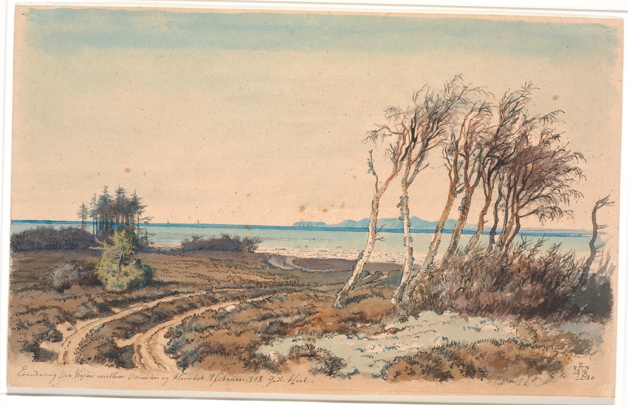 Vista hacia Kullen desde la costa entre Odinshøj y Hornbæk de Johan Thomas Lundbye