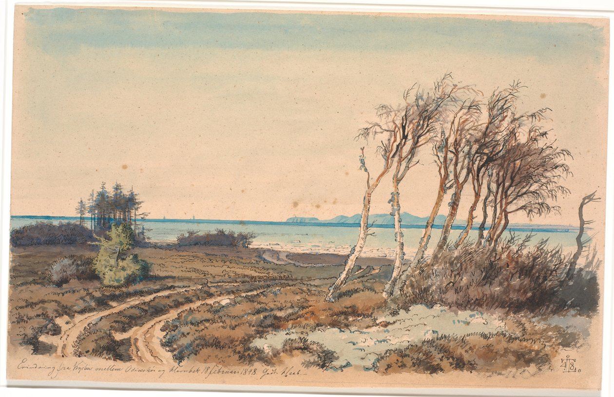 Vista hacia Kullen desde la costa entre Odinshøj y Hornbæk de Johan Thomas Lundbye