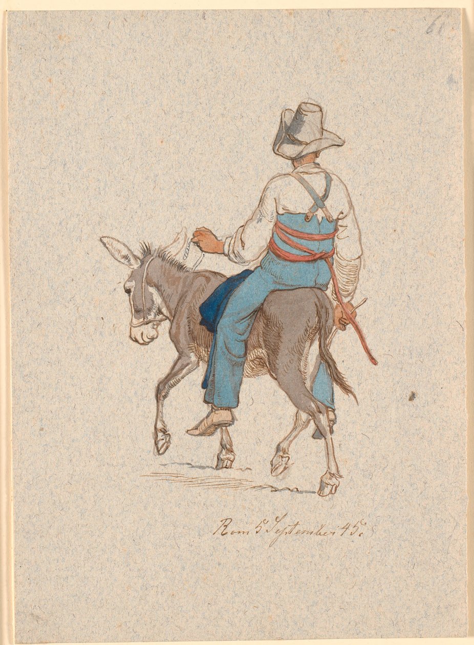 Jinete de burro visto en ángulo desde atrás de Johan Thomas Lundbye