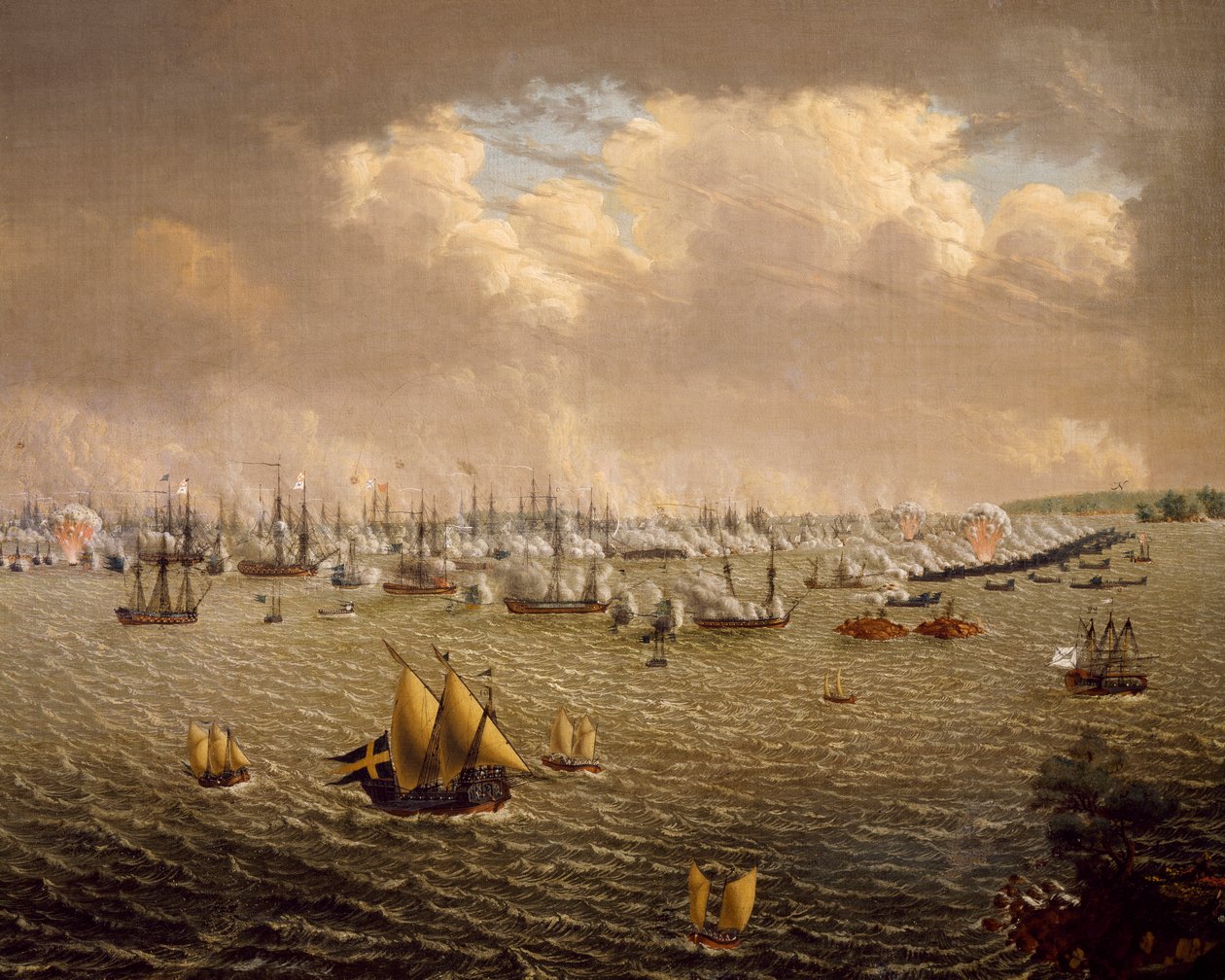 Batalla de Skargard entre las flotas sueca y rusa por el dominio de Suecia sobre Finlandia, 10 de julio de 1790 de Johan Tietrich Schoultz