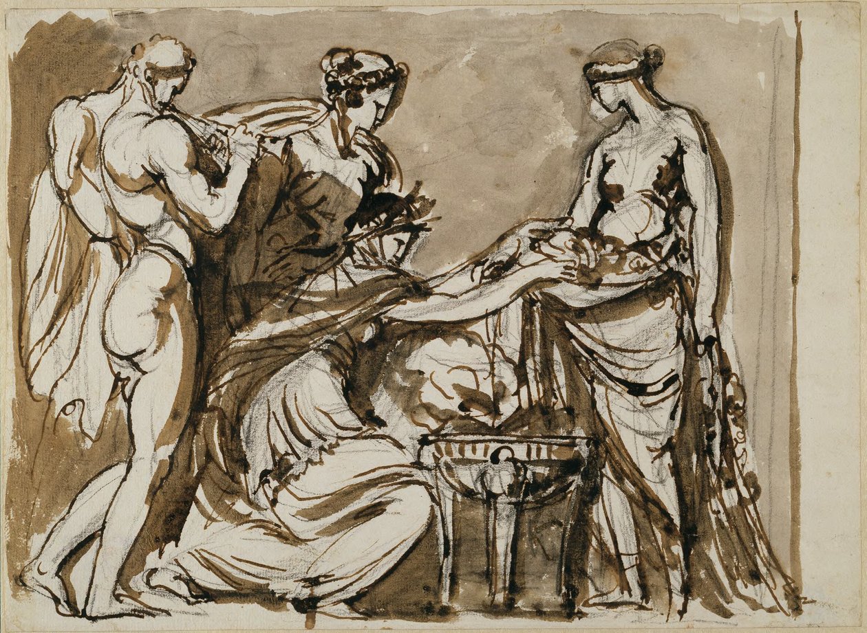 Ofrenda de flores, boceto para un relieve de terracota de Johan Tobias Sergel