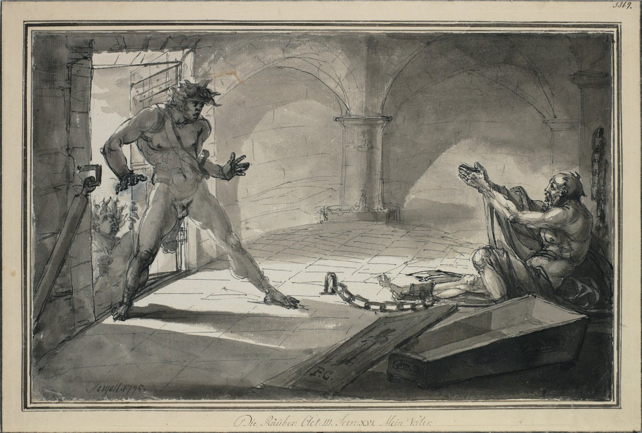 Los bandidos, acto III, escena XVI. Mi padre de Johan Tobias Sergel
