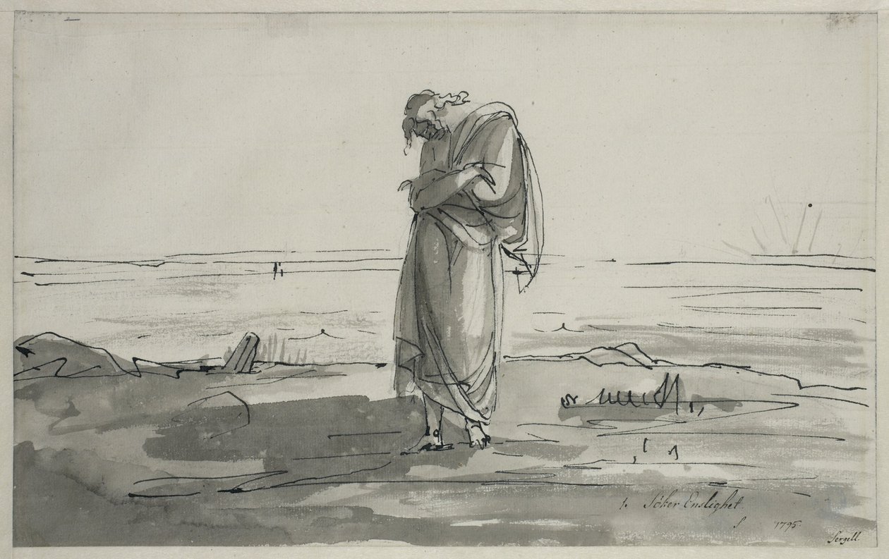 En busca de la soledad. Hoja 1 de la «Suite de la melancolía» de Johan Tobias Sergel