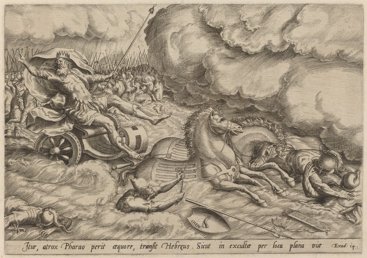 El cruce del Mar Rojo de Johan Wierix, after Maarten van Cleef