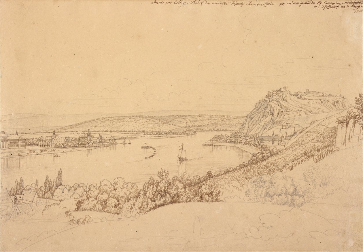 Vista de la fortaleza de Ehrenbreitstein de Johann Adam Klein