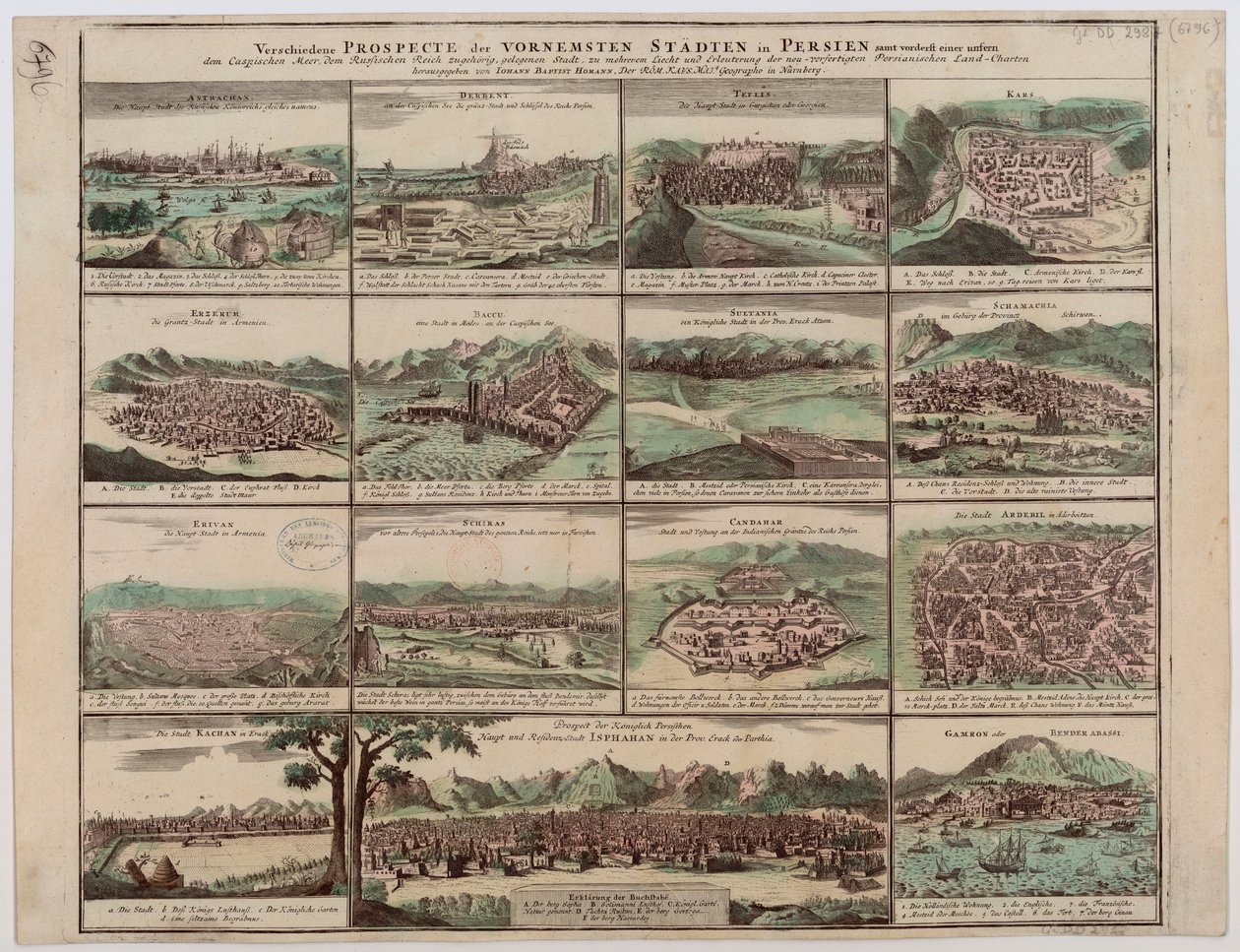Varios paisajes de las principales ciudades de Persia de Johann Baptista Homann