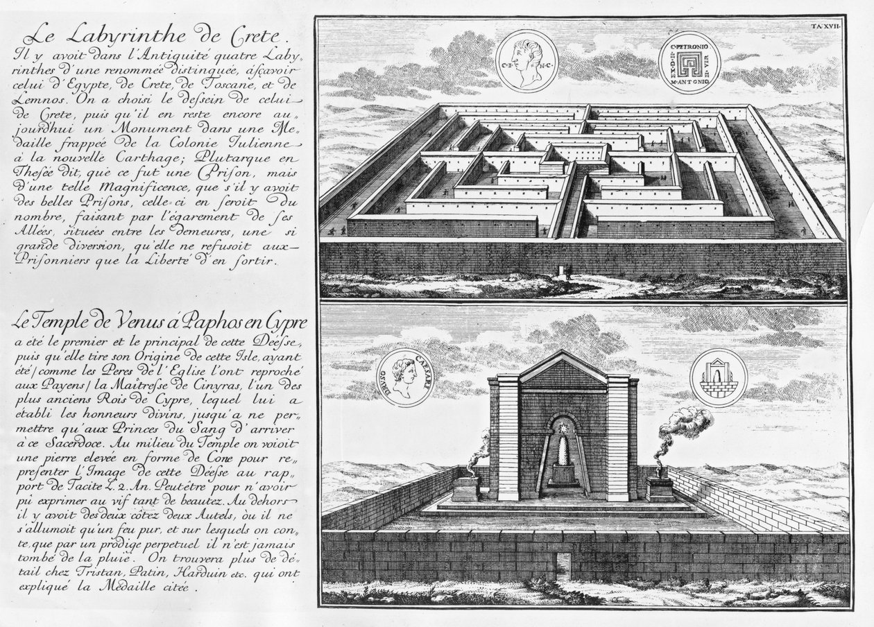 El laberinto de Creta y el templo de Venus en Pafos en Chipre, de 
