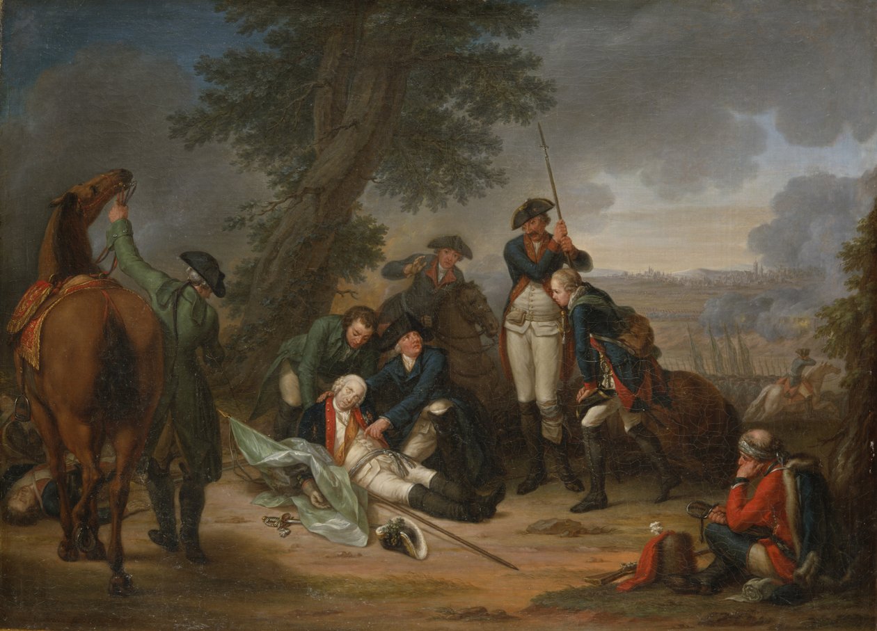 La Muerte del Mariscal de Campo Schwerin en la Batalla de Praga de Johann Christoph Frisch