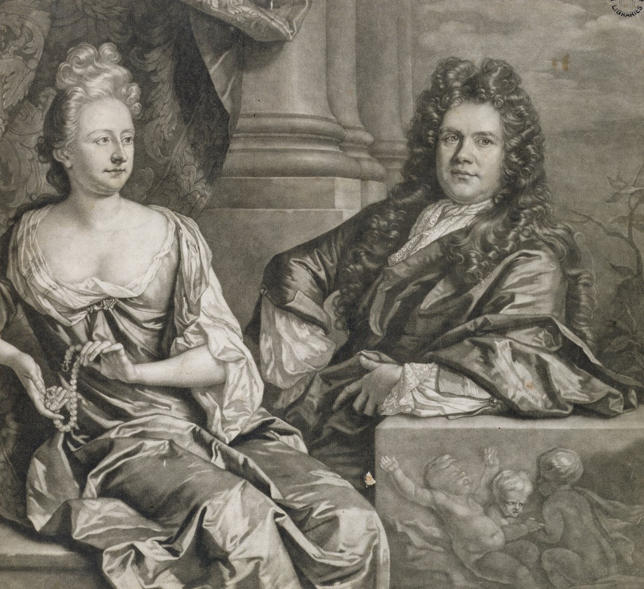 Sr. y Sra. Gibbons, grabado por John Smith de Johann Closterman