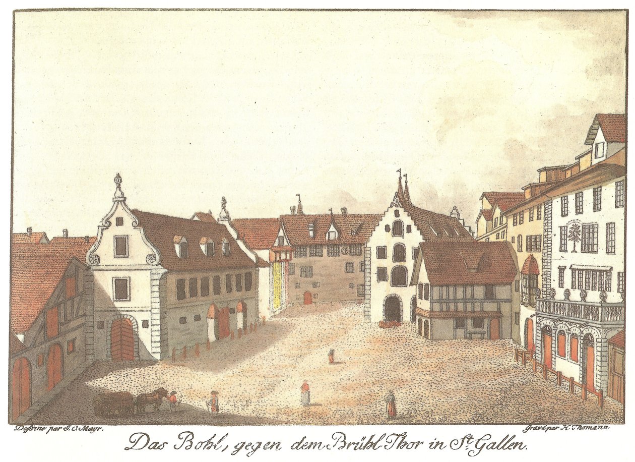 El Bohl, hacia la Puerta de Brühl en St. Gallen de Johann Conrad Mayr