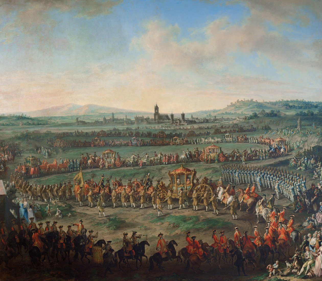 Entrada del emperador Francisco I. Esteban y su hijo José (II) en Frankfurt el 29 de marzo de 1764 de Johann Dallinger von Dalling