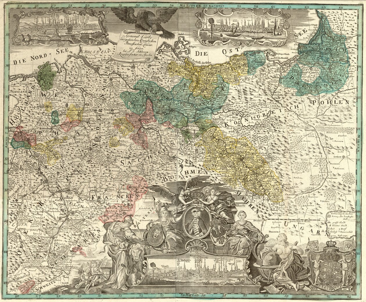 Mapa general de todos los territorios reales prusianos de Johann David Schleuen